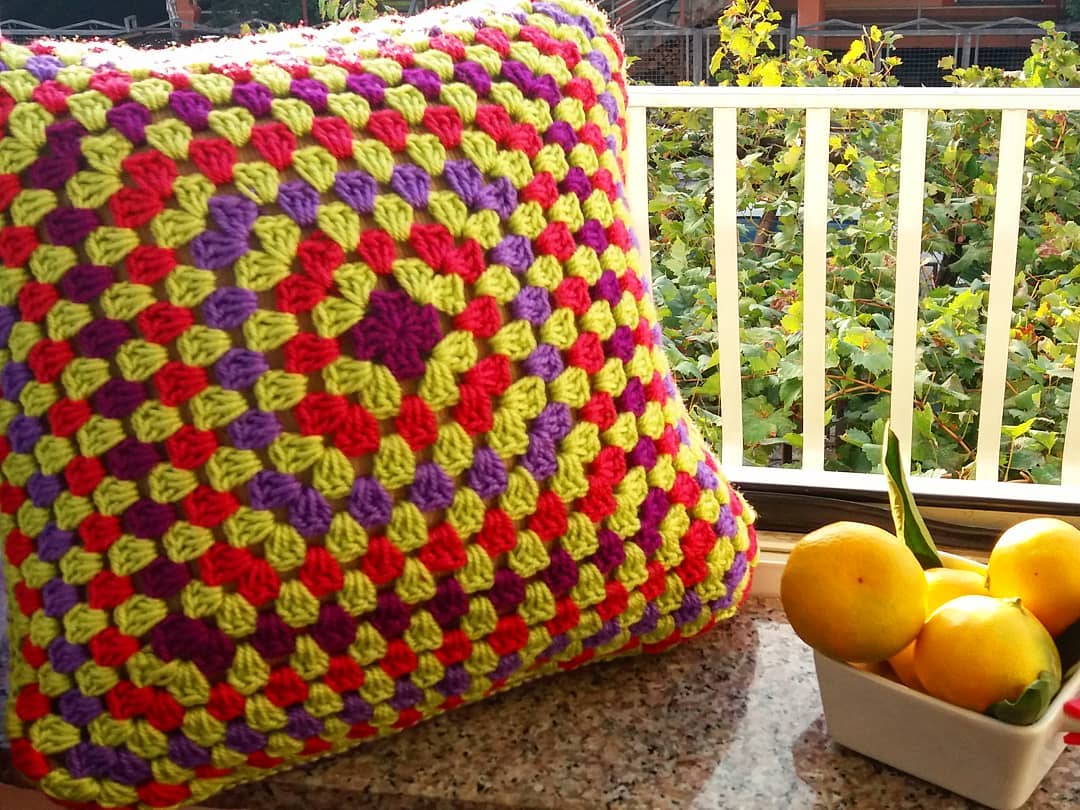 Easy And FREE Beautiful Granny Square Crochet Pillow pattern images